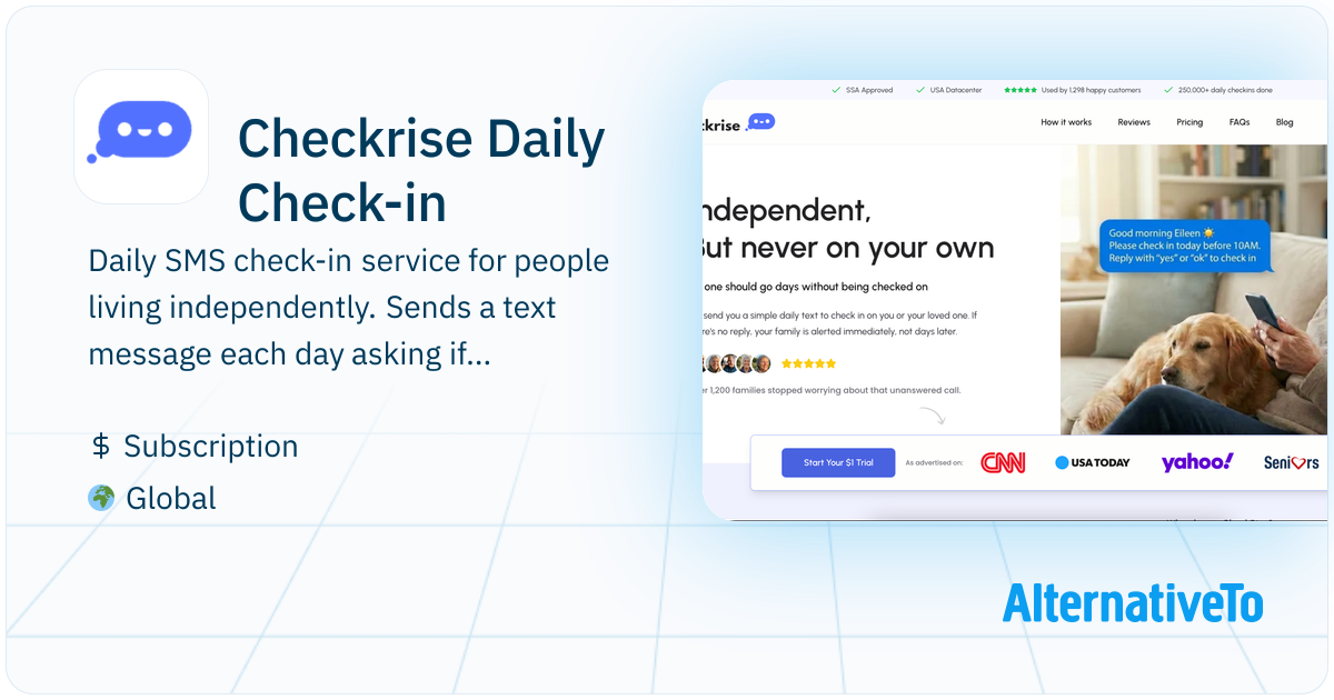 Check In Service Checkrise Daily Check-in: Daily SMS check-in service for people living ...