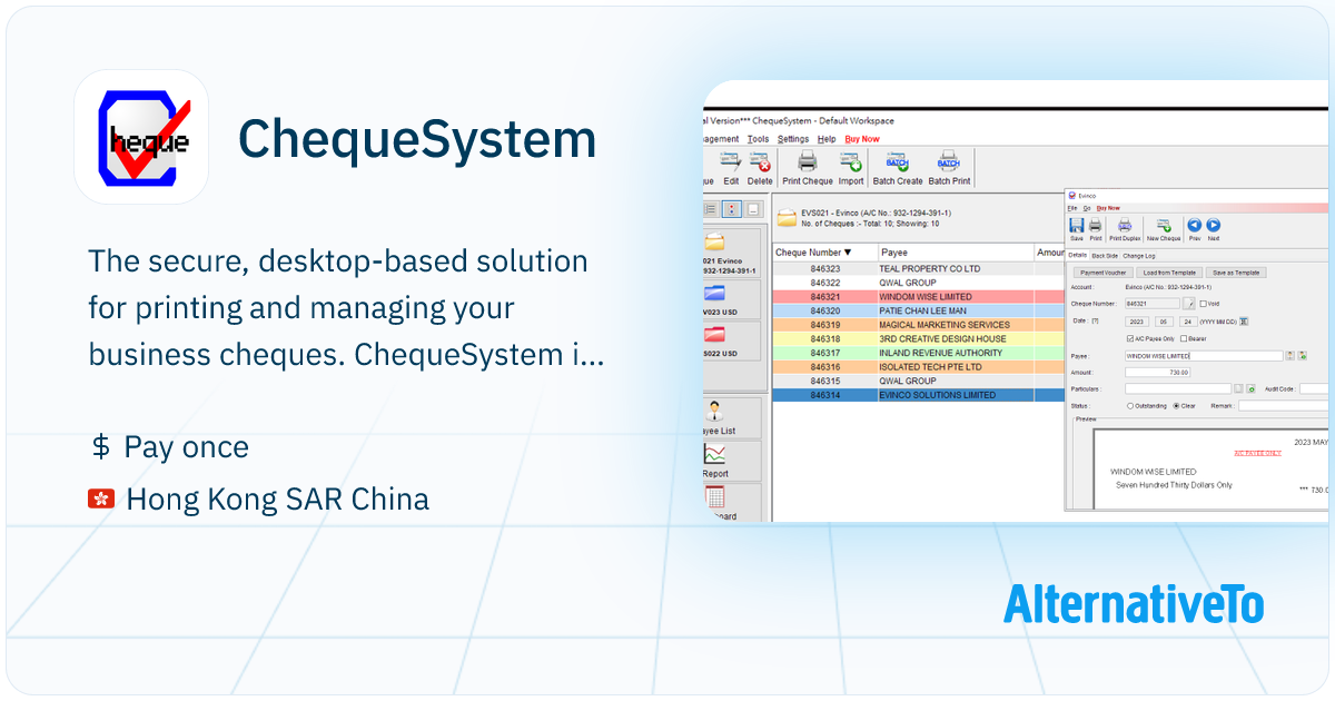 ChequeSystem: Streamlines cheque issuing. Print & manage cheques with ...