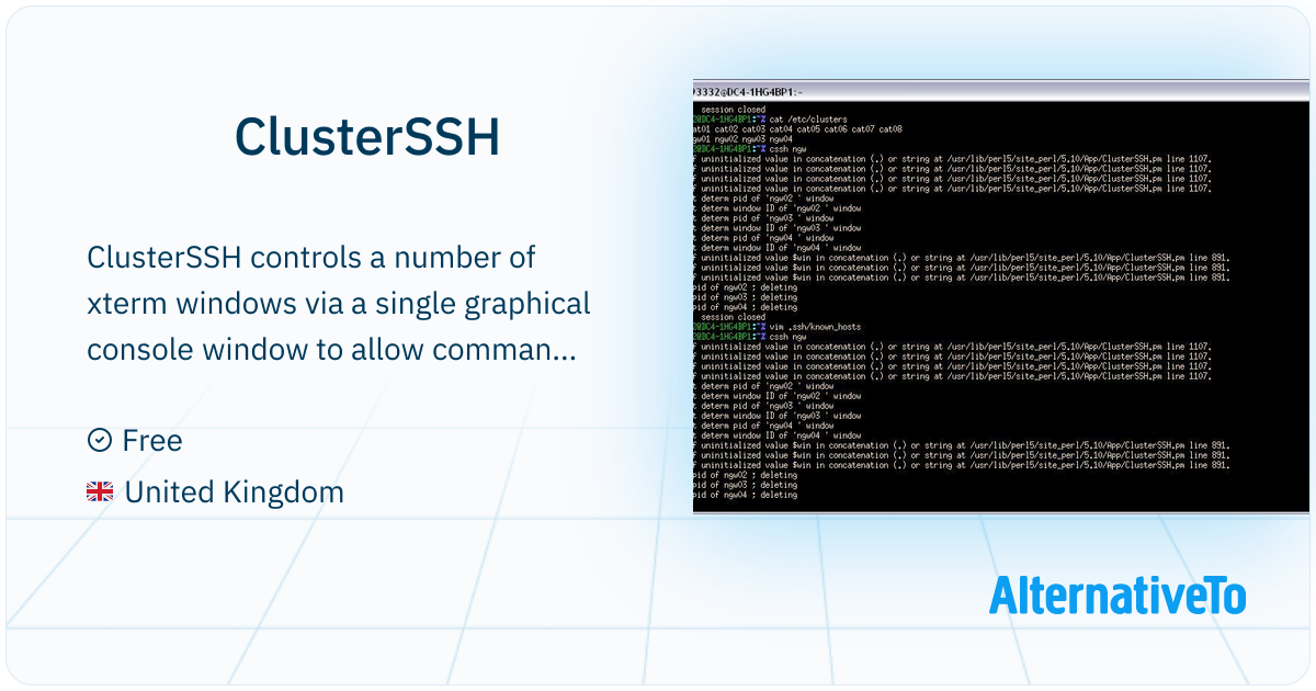 ClusterSSH: Controls a number of xterm windows via | AlternativeTo