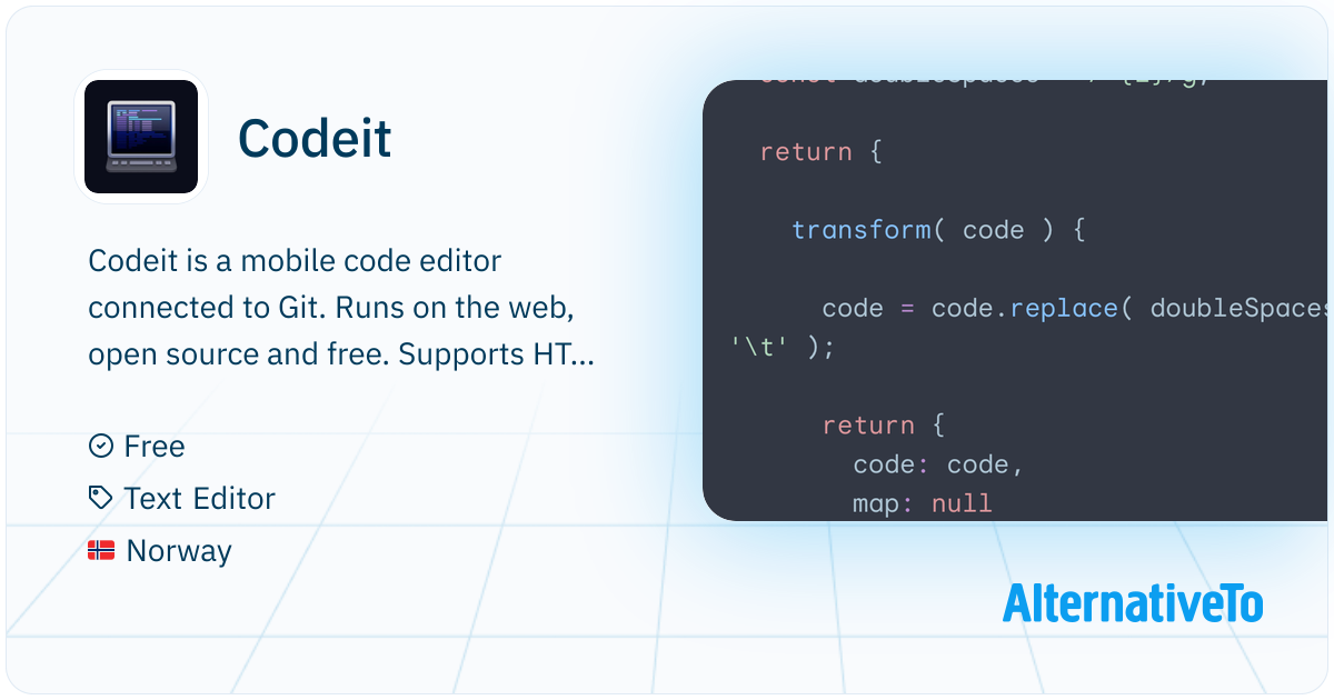 Codeit: Mobile code editor connected to Git. Runs on the web, open ...