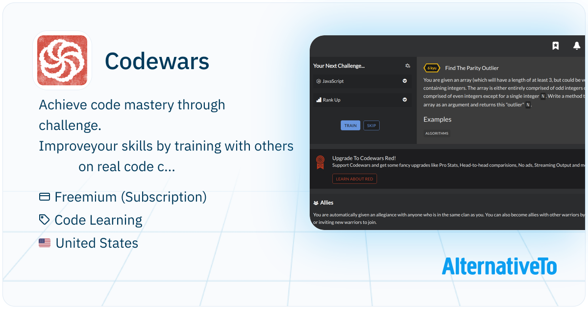 Codewars: Achieve code mastery through challenge | AlternativeTo