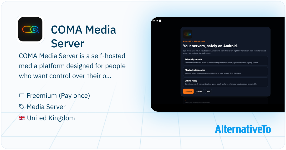 COMA Media Server: Self-hosted media platform for streaming your own ...