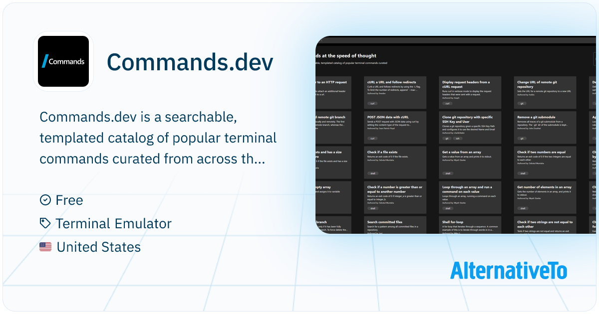 Commands.dev: Searchable, templated catalog of popular terminal ...