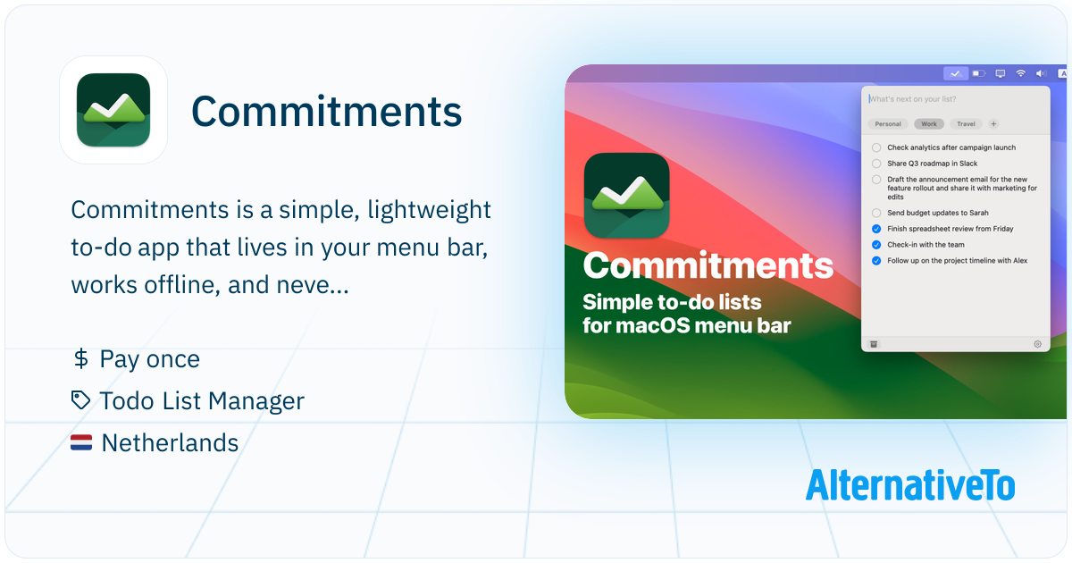 Commitments: Simple and native to-do list for macOS menu bar ...