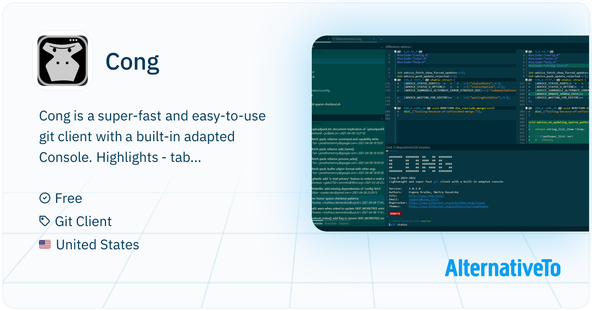 Cong: Super-fast and easy-to-use git client | AlternativeTo