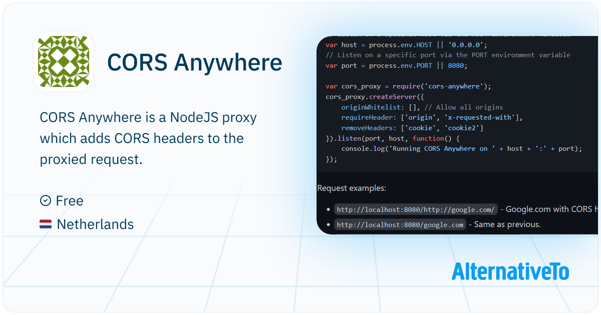 CORS Anywhere: NodeJS proxy which adds CORS | AlternativeTo
