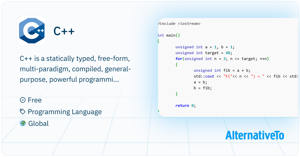 C++: Statically typed, free-form | AlternativeTo