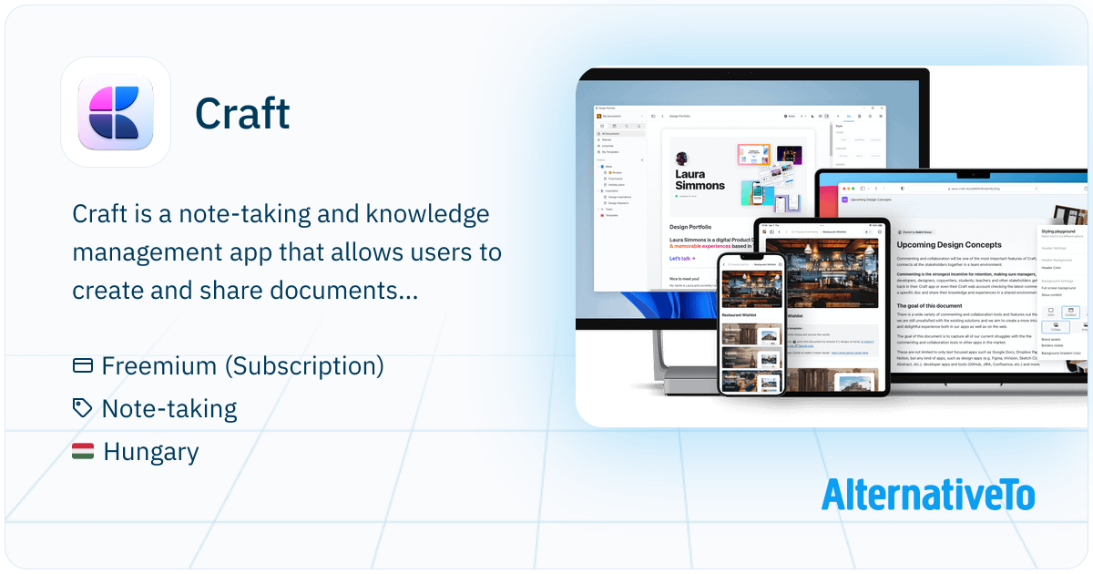 Craft: Create and share visually rich documents | AlternativeTo