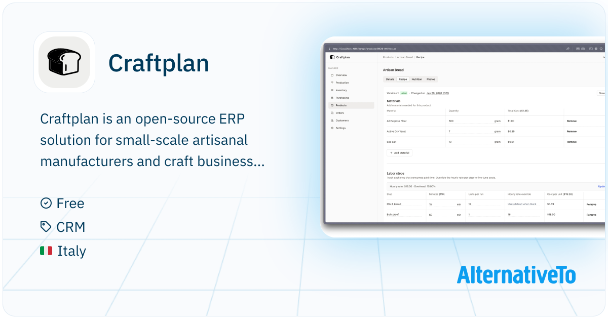 Craftplan: Self-hosted ERP for inventory, production, and order ...