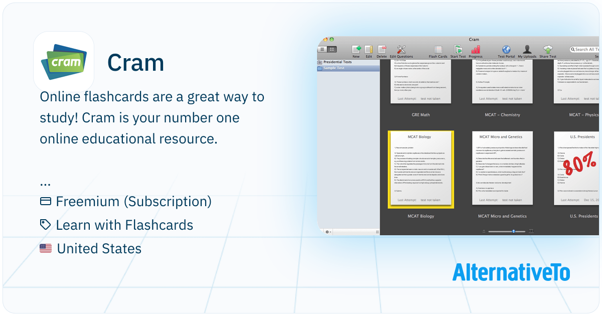 Cram: Online flashcards are a great way to study! | AlternativeTo