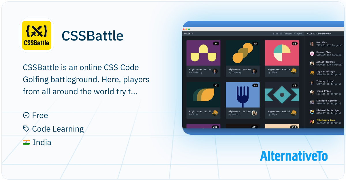 CSSBattle: Play against others in golf with your CSS skills | AlternativeTo