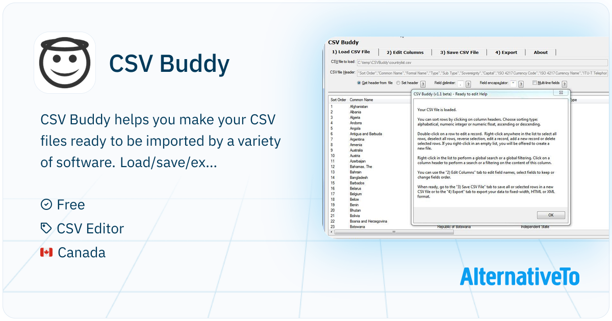 CSV Buddy: Helps you make your CSV files ready to | AlternativeTo