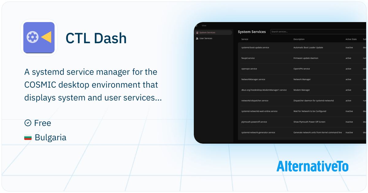CTL Dash: A systemd service manager for COSMIC Desktop that displays ...