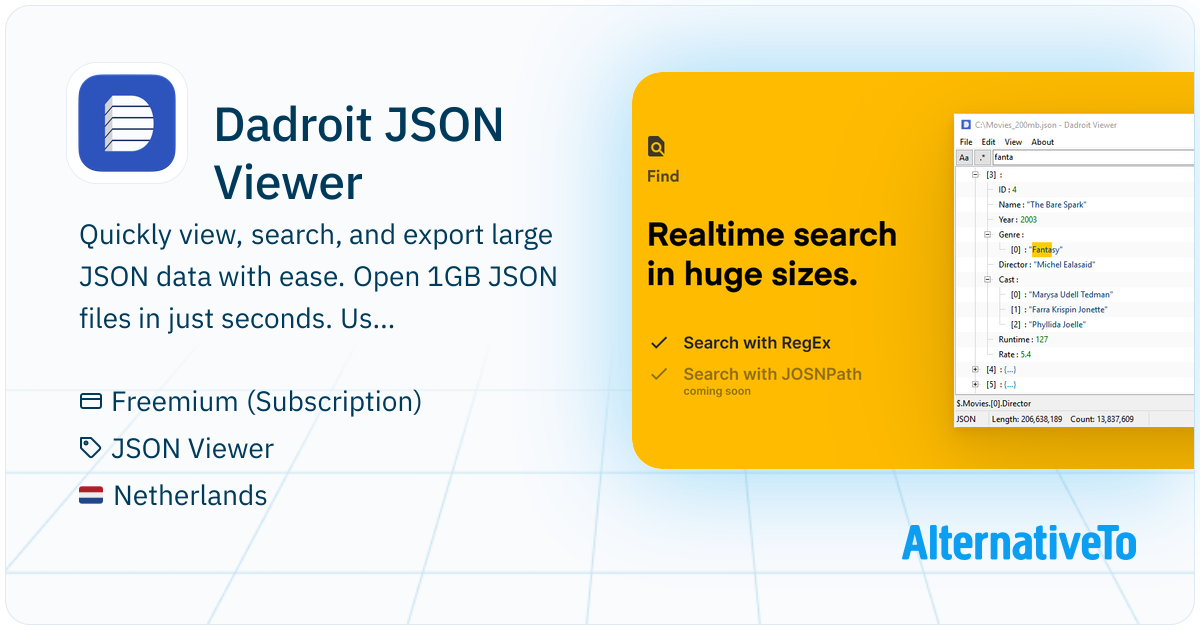 Dadroit JSON Viewer: Quickly view, search, and export large JSON data ...