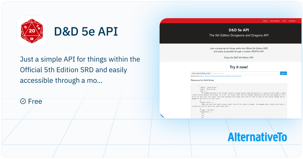D&D 5e API: Just a simple API for things within the Official ...