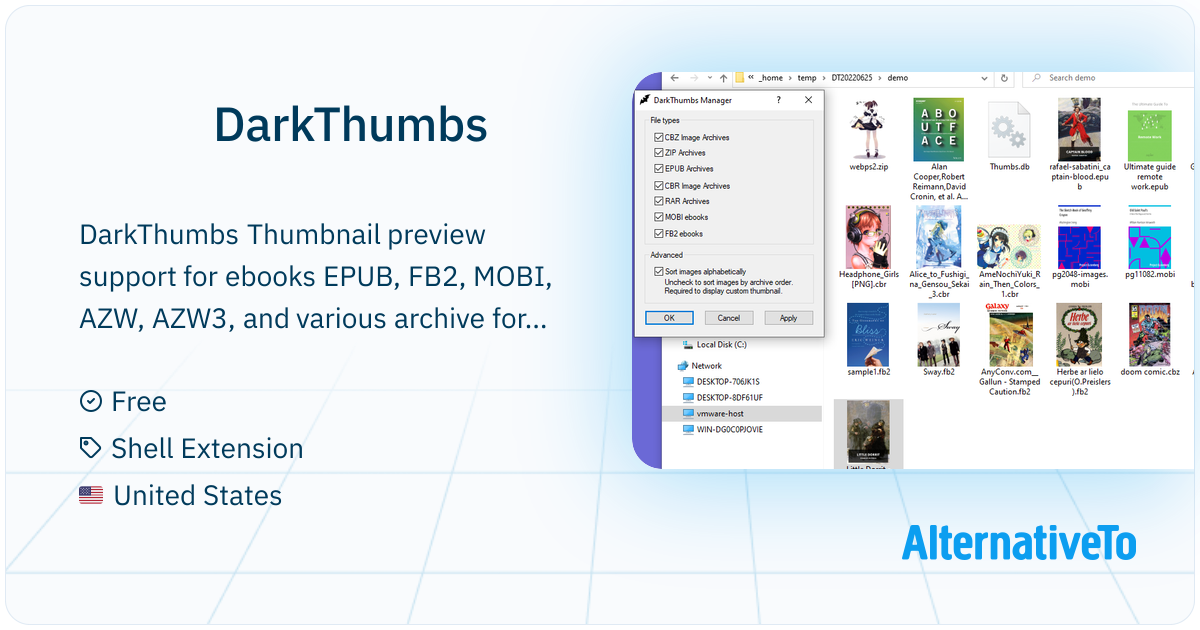 DarkThumbs: Adds thumbnail preview to Windows Explorer for EPUB, FB2 ...