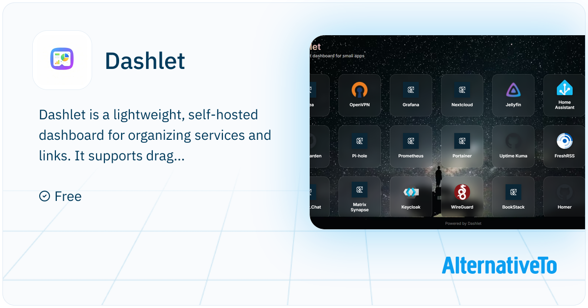 Dashlet: Lightweight, self-hosted dashboard | AlternativeTo