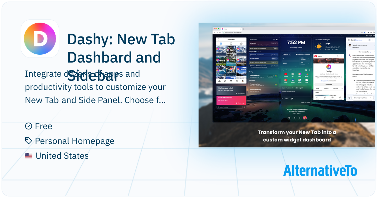 Dashy: New Tab Dashbard and Sidebar: Transform your new tab and sidebar ...