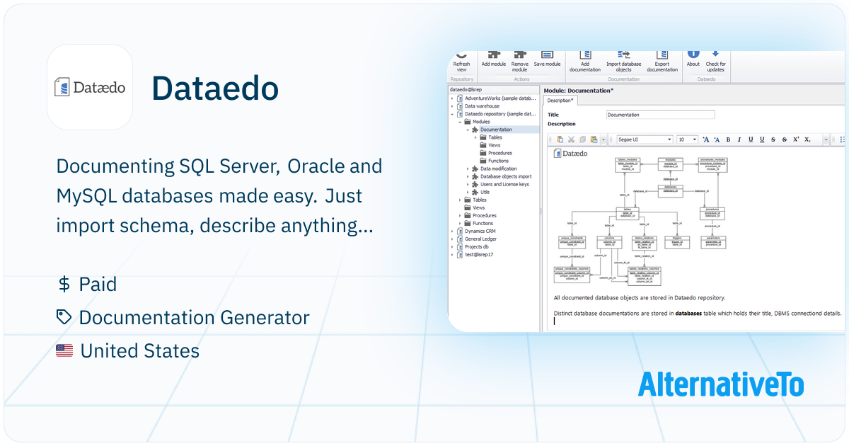 Dataedo: Database documentation tool | AlternativeTo