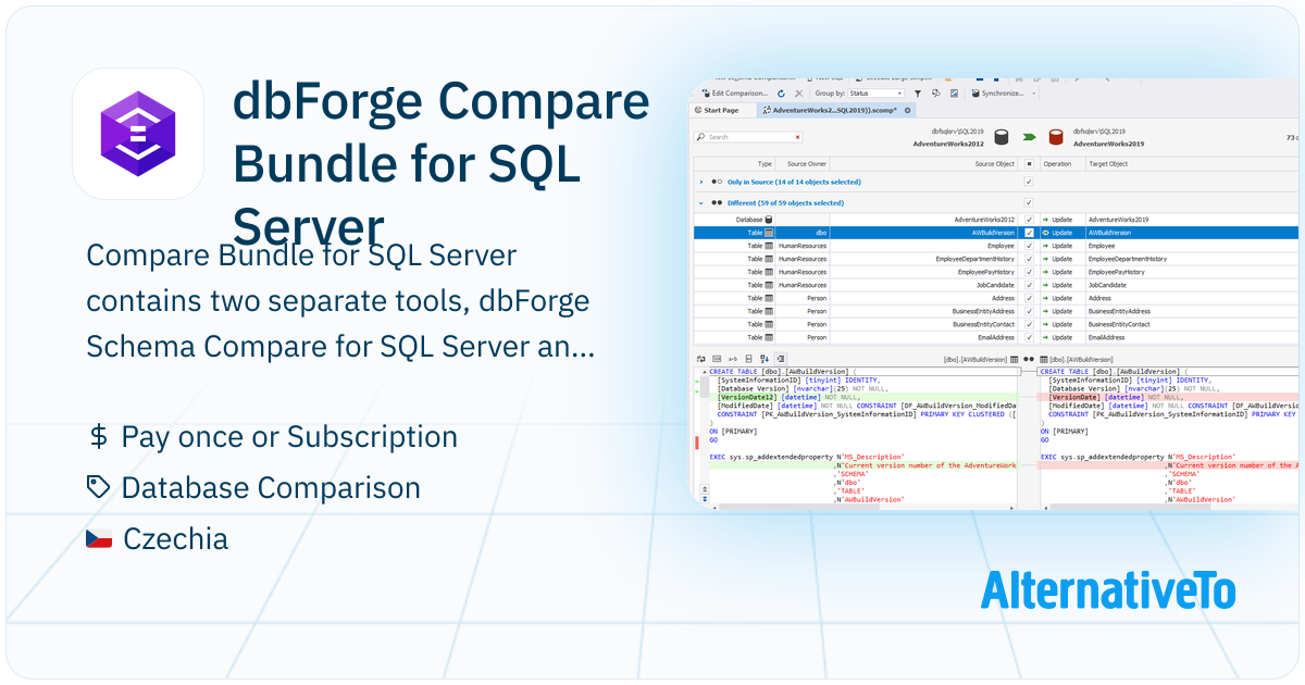 dbForge Compare Bundle for SQL Server: Contains two separate tools ...