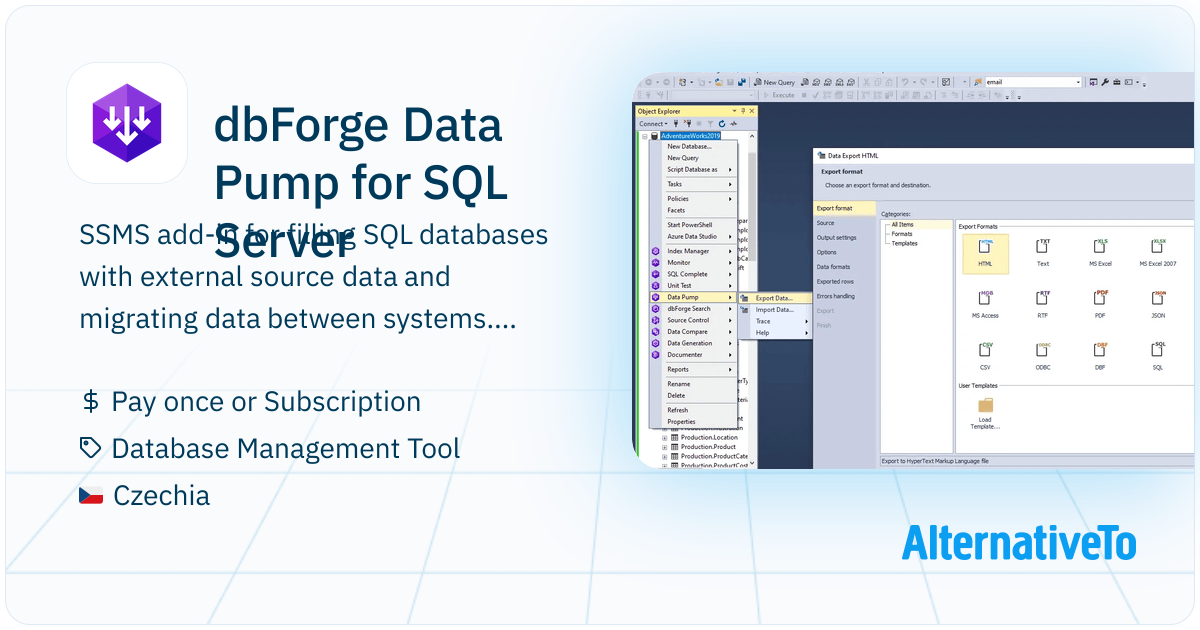dbForge Data Pump for SQL Server: SSMS add-in for filling SQL databases ...