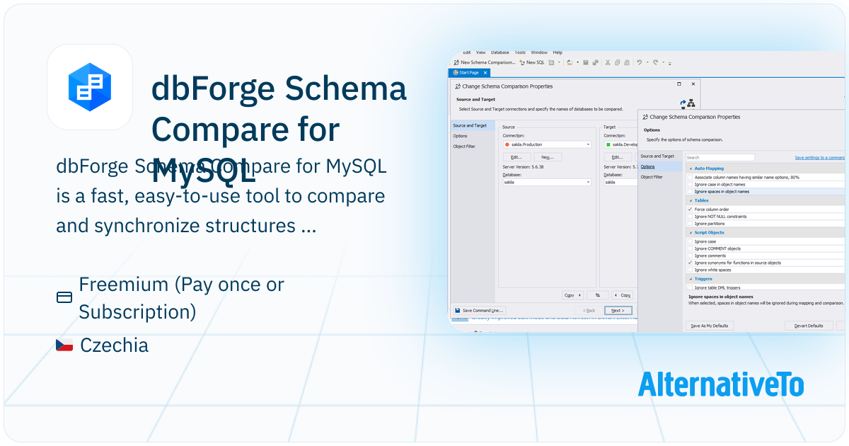 dbForge Schema Compare for MySQL: Fast | AlternativeTo