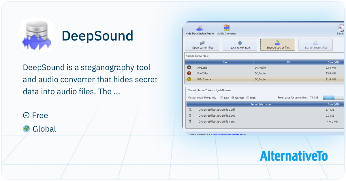 DeepSound: Steganography tool and audio converter that hides secret ...