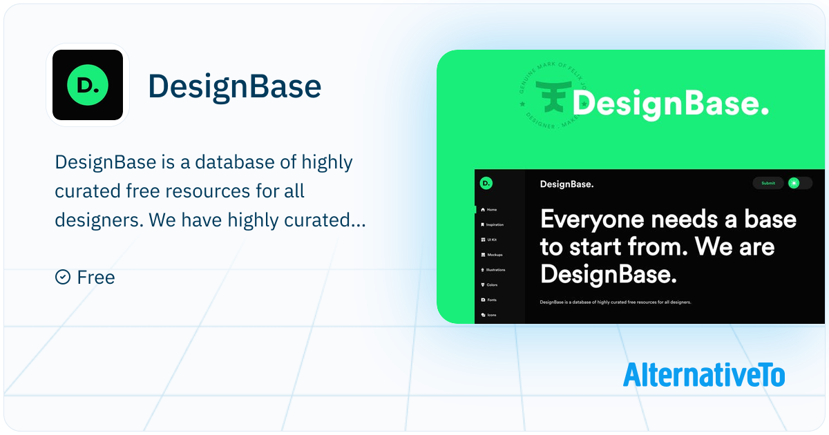 DesignBase: Database of highly curated free | AlternativeTo