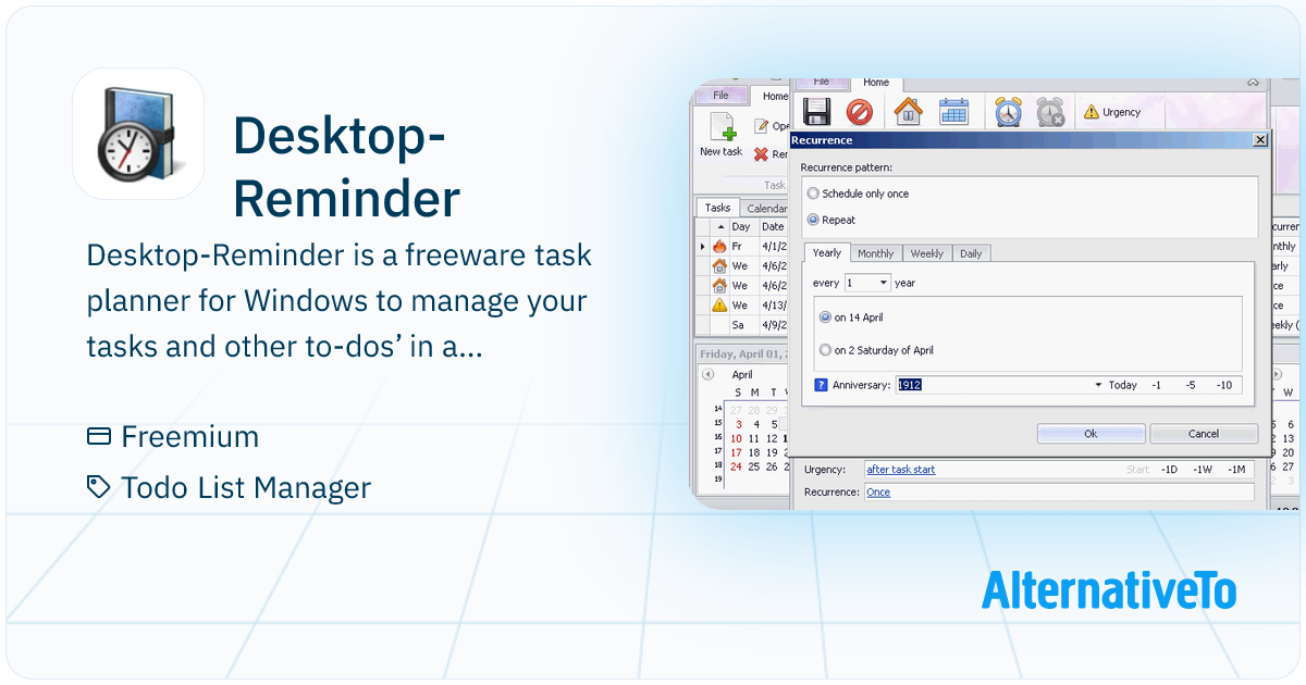 Desktop-Reminder: Freeware task planner for Windows to manage your ...