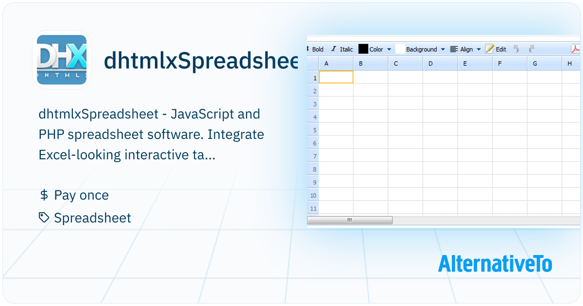 dhtmlxSpreadsheet: - JavaScript and PHP | AlternativeTo