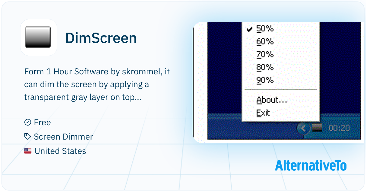 DimScreen: Form 1 Hour Software by skrommel, it can dim the | AlternativeTo