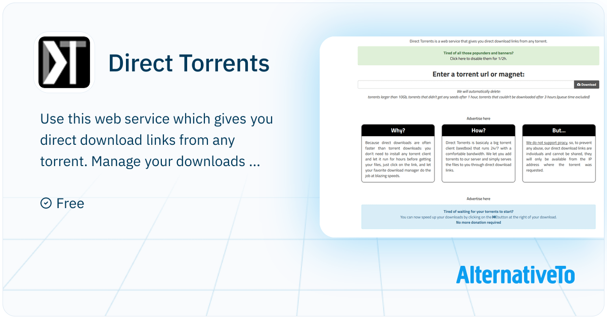 Direct Torrents: Web service that gives you direct download links from ...