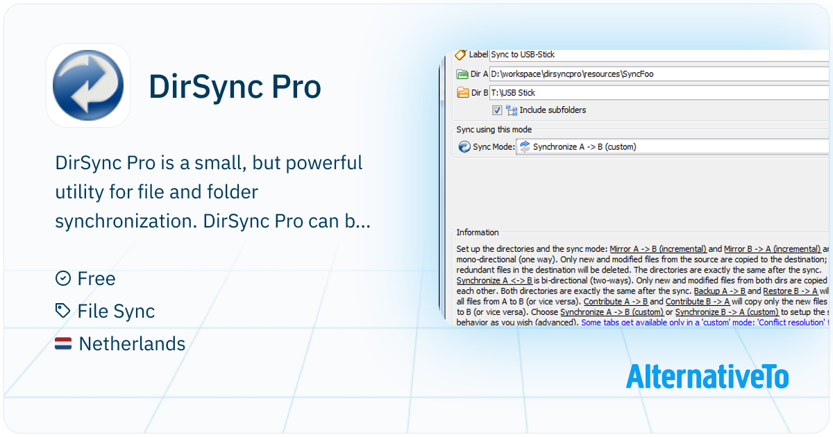 DirSync Pro: Small, but powerful utility for file and folder ...