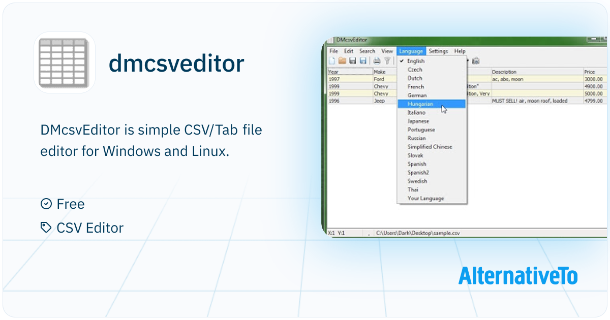 dmcsveditor: DMcsvEditor is simple CSV/Tab file editor for Windows and ...