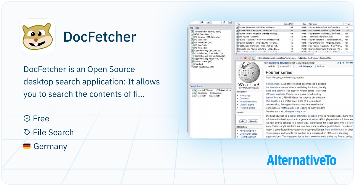 DocFetcher: Desktop search application which allows you to search the ...