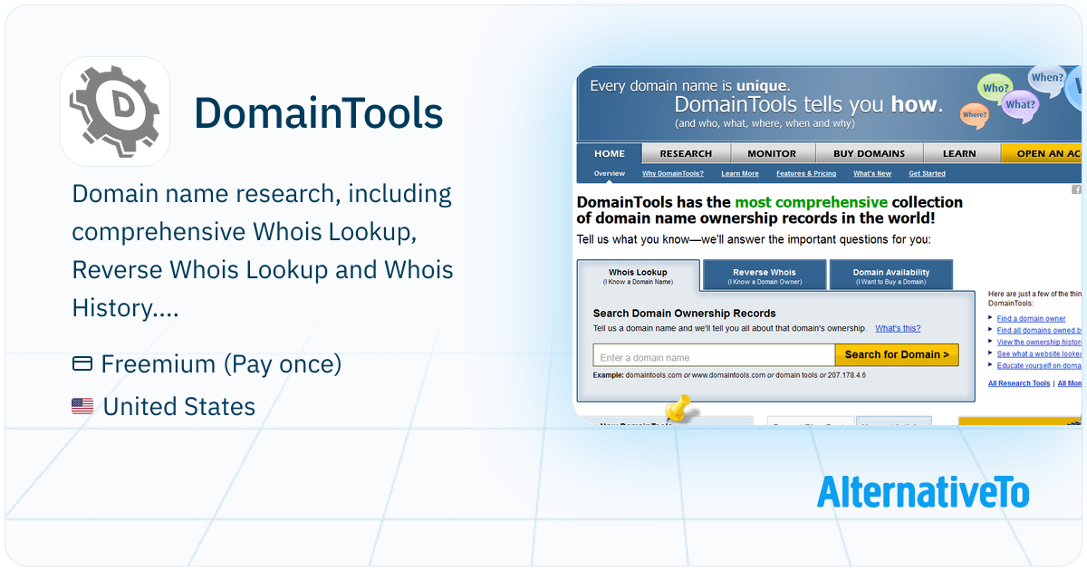 DomainTools: Domain name research, including comprehensive | AlternativeTo