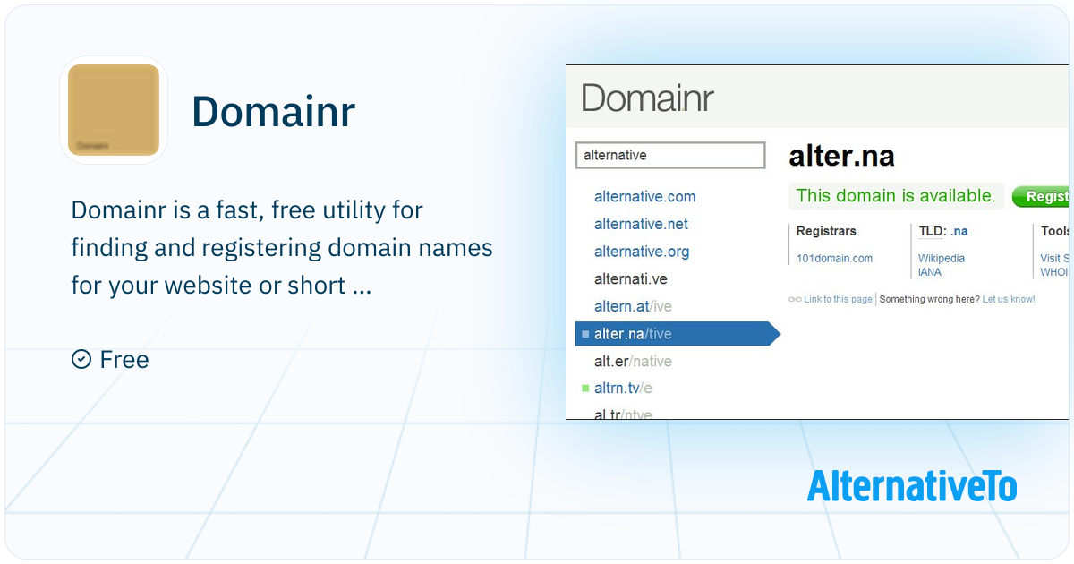 Domainr: Fast, free utility for finding and | AlternativeTo