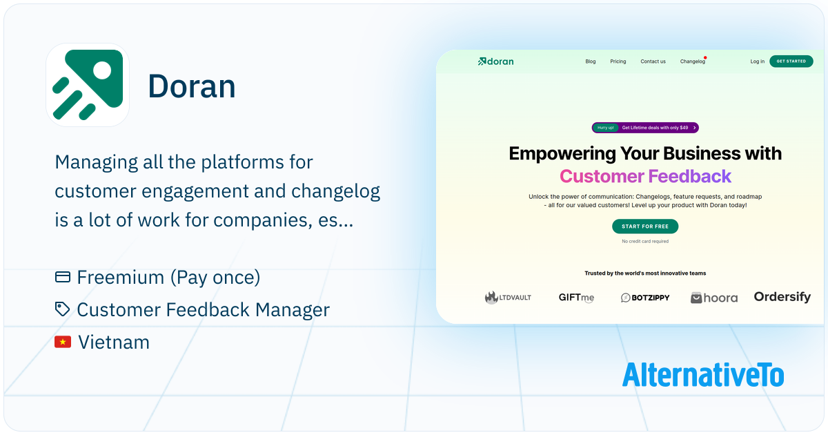 Doran: Platform to collect customer feedback with product roadmap and ...