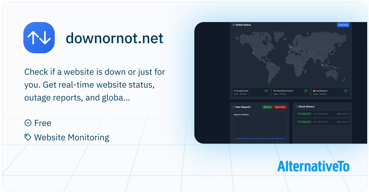 downornot.net: Check if a website is down or just for you. | AlternativeTo