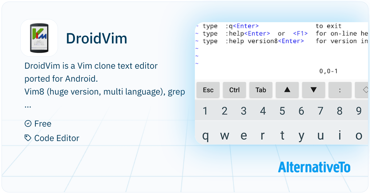 DroidVim: Vim clone text editor ported for Android | AlternativeTo