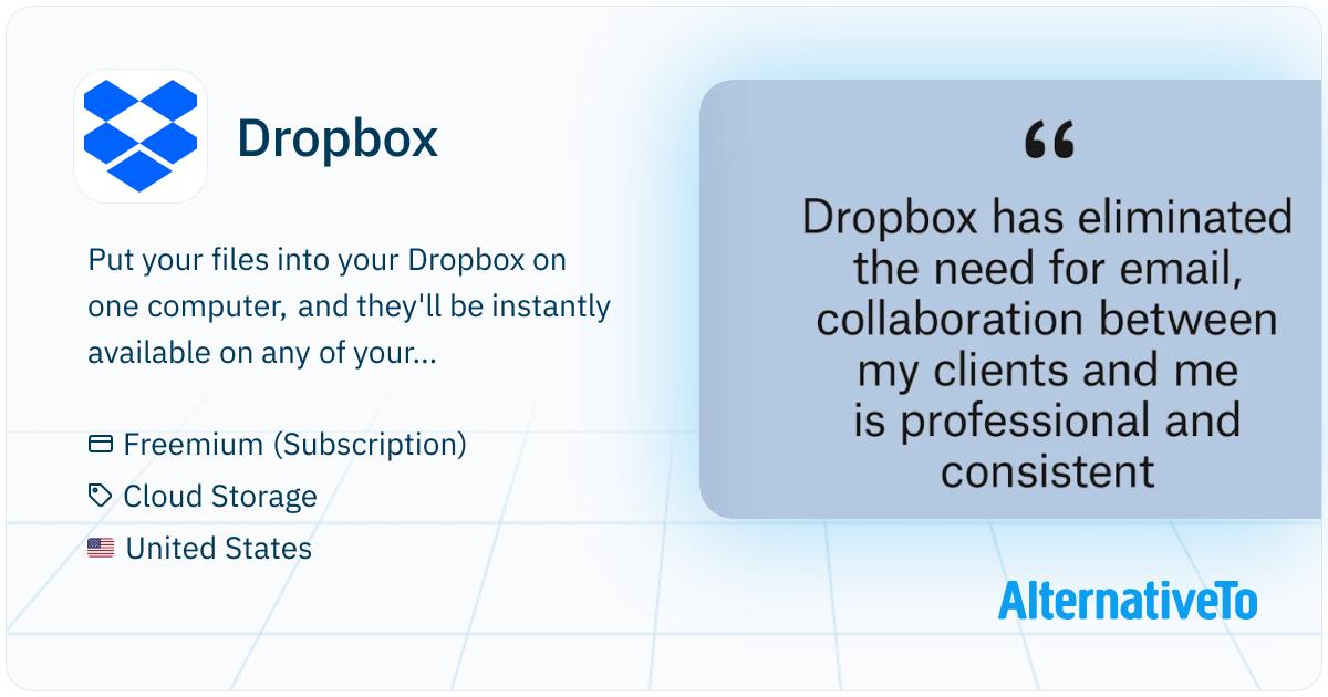 drop box https: this is free cloud storage that... Dropbox: Secure file sync and cloud storage | AlternativeTo