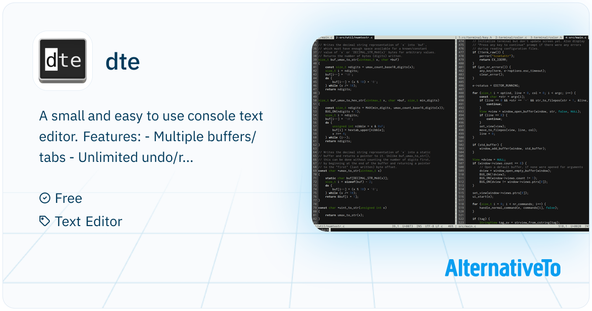 dte: A small and easy to use console text editor | AlternativeTo