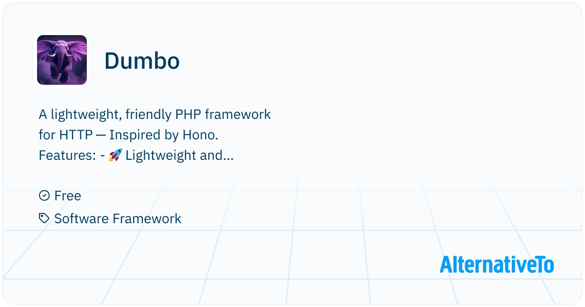 Dumbo: Fast PHP framework with security and middleware | AlternativeTo