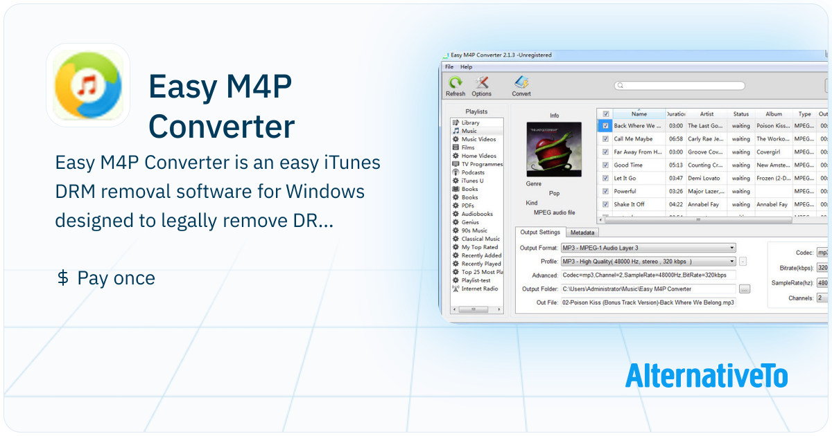 Easy M4P Converter: Easily remove DRM from iTunes DRM protected files ...