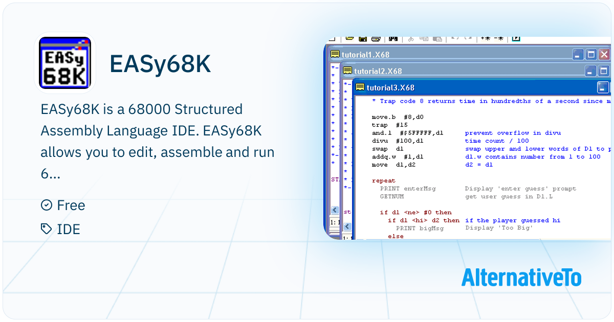 EASy68K: 68000 Structured Assembly Language | AlternativeTo