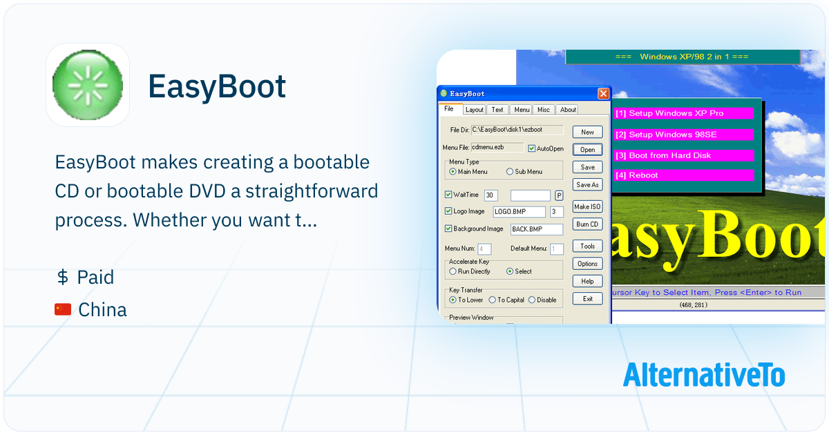 EasyBoot: Makes creating a bootable CD or bootable | AlternativeTo