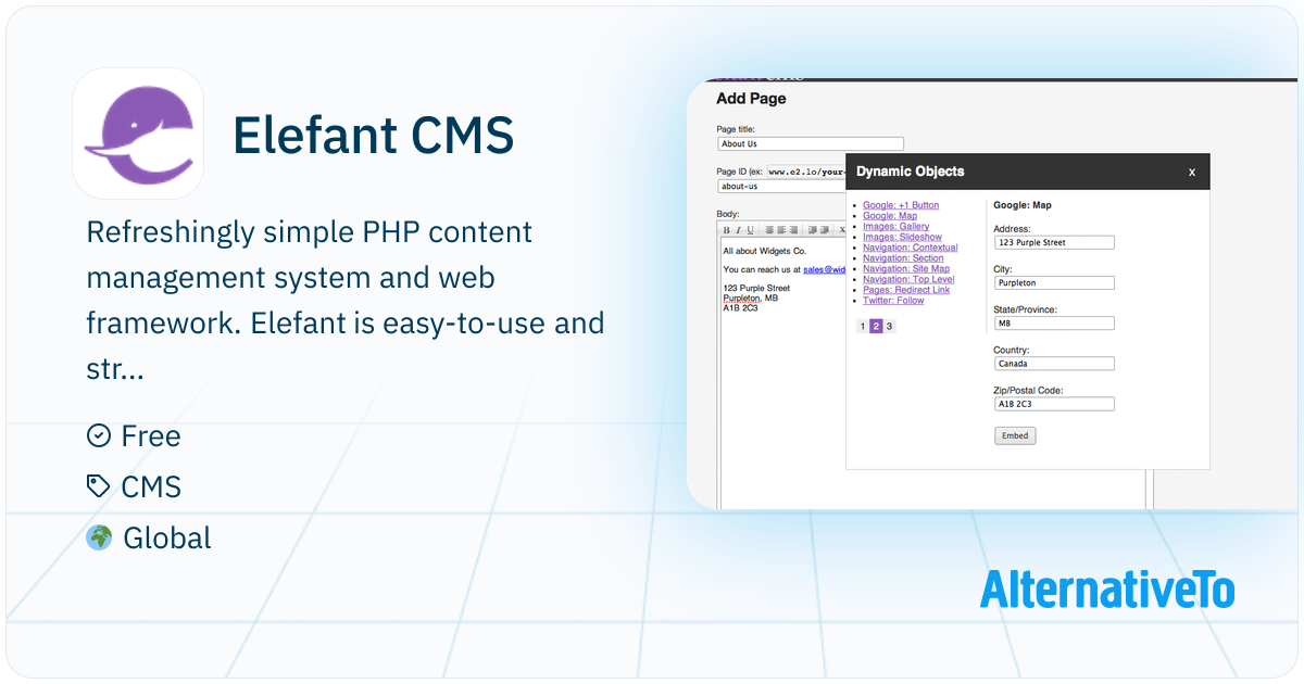 Elefant Net Elefant CMS: Refreshingly simple PHP content management system ...