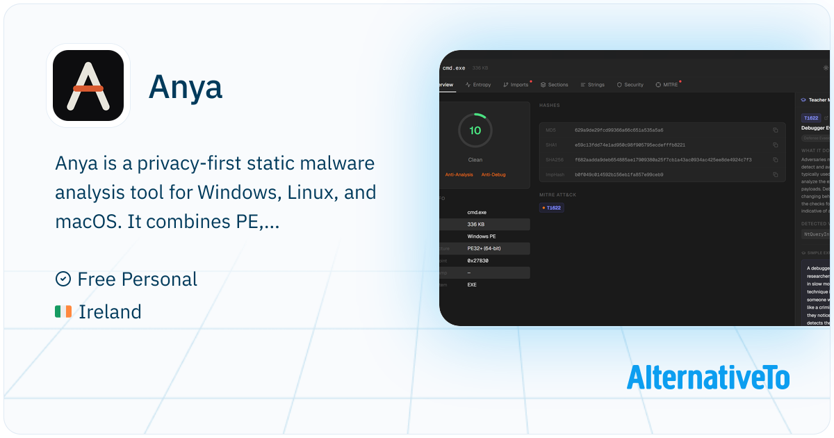 Anya: Privacy-first static malware analysis | AlternativeTo