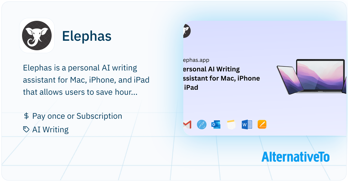 Elephas: Personal AI writing assistant for the Mac | AlternativeTo
