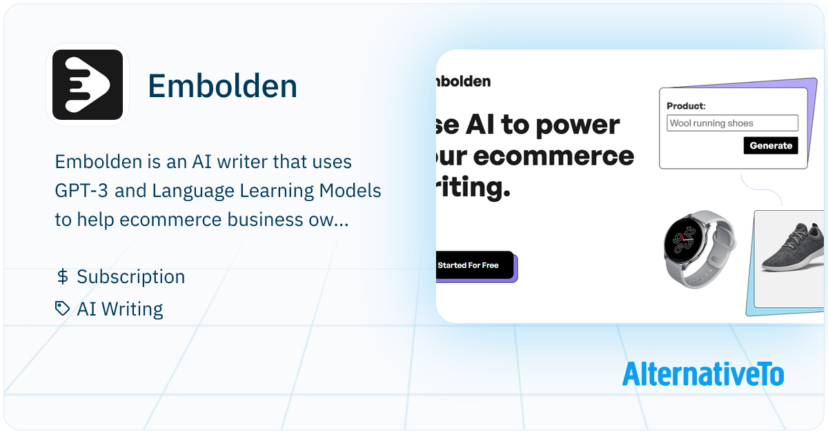 Embolden Example Embolden: AI writer for ecommerce | AlternativeTo